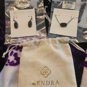 Kendra Scott Black Drusy Necklace And Earrings!